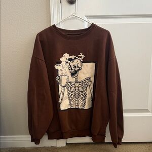 Brown Skeleton Graphic Sweater